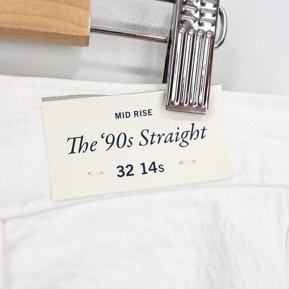 NWT Abercrombie & Fitch The Mid Rise '90s Straight Raw Hem Jean White 32/14 S - Picture 9 of 10